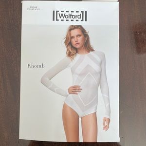 WOLFORD rhomb string body bodysuit size small BRAND NEW in box white